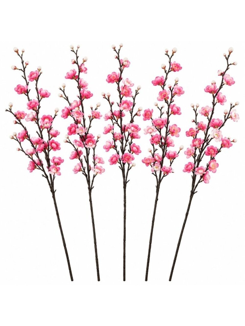 Pink Artificial Cherry Blossom Stems Set of 5 22 Inch Faux Floral Branches